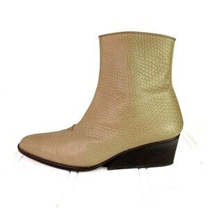 STEPHANE KELIAN TAN CROC BOOTS CROCODILE  EMBOSSED BOOTS LEATHER BOOTS WOMEN 4.5